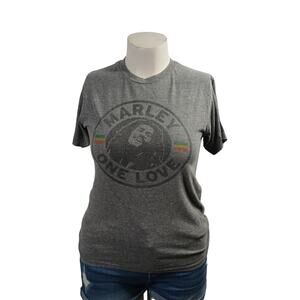 Bob Marley One Love Graphic Heather Gray T-Shirt Small S Zion Rootswear